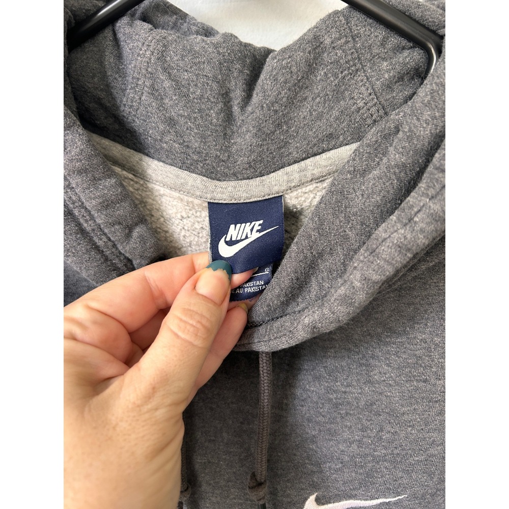 Nike Mens Embroidered Swoosh Pullover Hoodie Charcoal Gray Large - Picture 2 of 9